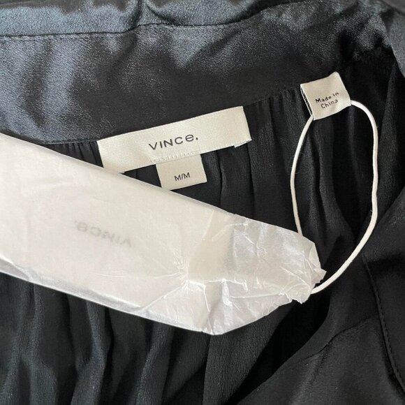 Vince Silk Cap Sleeve Ruched Back Shirt | Black | Women’s Size Medium - Picture 5 of 6